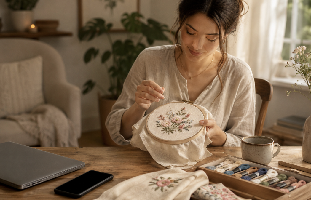 Pourquoi commencer la broderie est-il idéal pour déconnecter des écrans ?